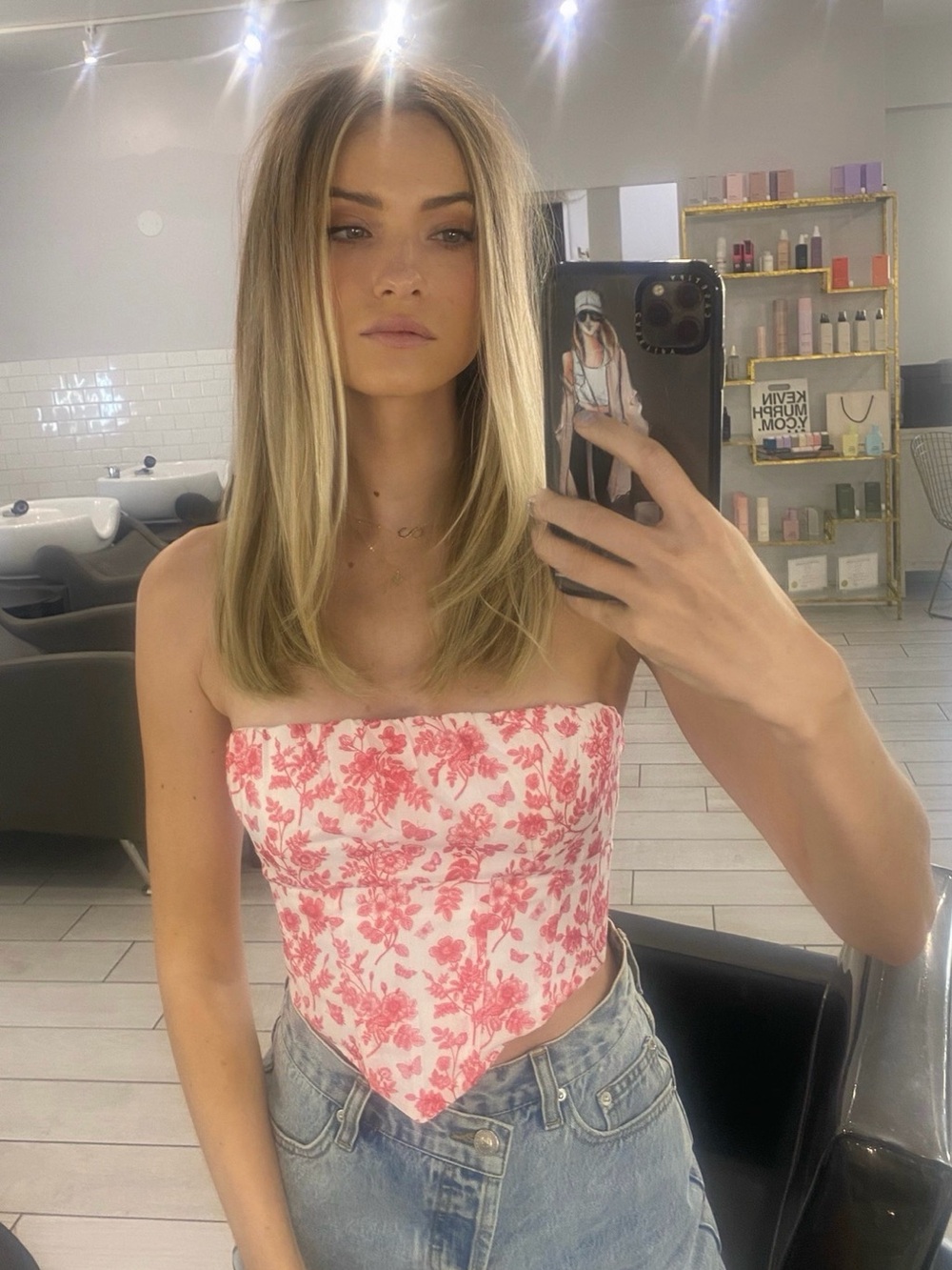 Princess Polly Pink Floral Strapless Bandana crop top